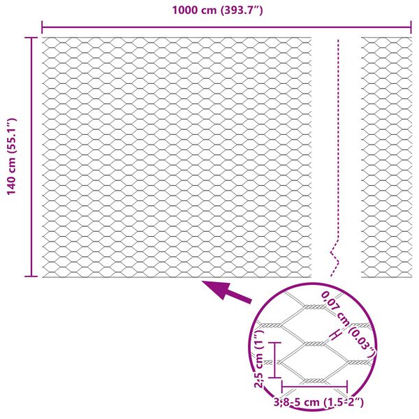 vidaXL Hexagon&aacute;lny plot Zelen&aacute; 1,4 x 10 m PVC
