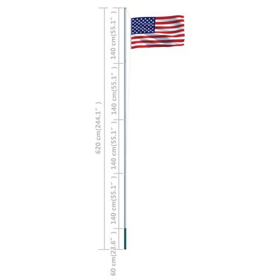 vidaXL Americká vlajka a stĺp 6,2 m hliníkový