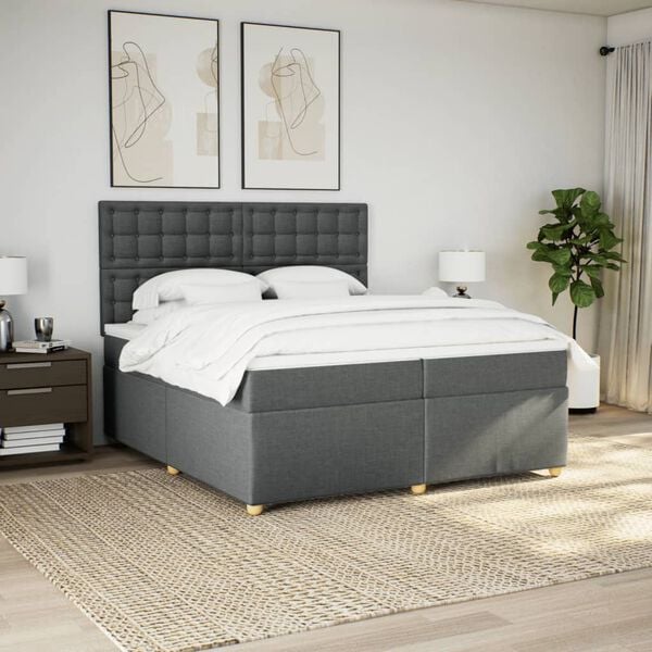 vidaXL Boxspring posteľ s matracom tmavosiv&aacute; 200x200 cm l&aacute;tka