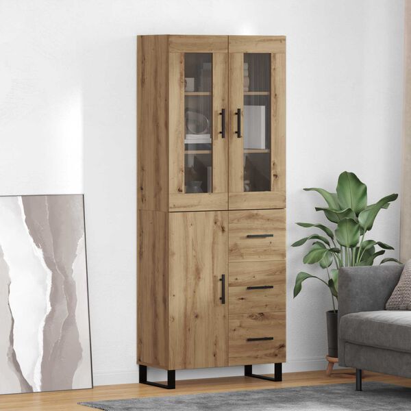 vidaXL Highboard so z&aacute;suvkou 2 pcs Remeseln&yacute; dub Kompozitn&eacute; drevo