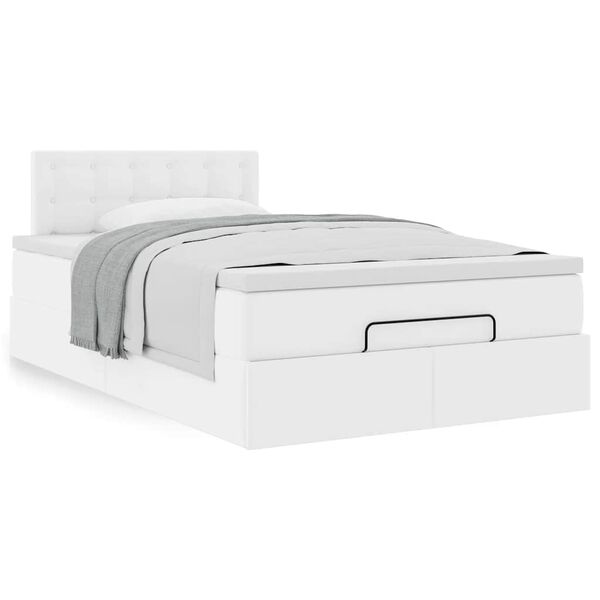 vidaXL Osmansk&yacute; r&aacute;m postele s matracom biela 120x190 cm umel&aacute; koža