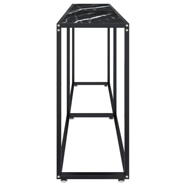 vidaXL Konzolov&yacute; stol&iacute;k čierny mramor 220x35x75,5 cm tvrden&eacute; sklo