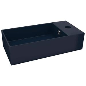 vidaXL Um&yacute;vadlo s prepadom, keramika, matn&eacute; tmavomodr&eacute;