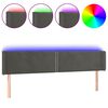 vidaXL Čelo postele s LED tmavosiv&eacute; 163x16x78/88 cm zamat