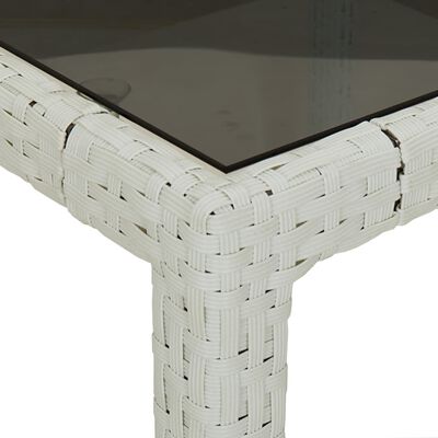 vidaXL Záhradný stôl biely 250x100x75 cm polyratan a tvrdené sklo