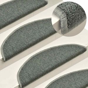 vidaXL Schodov&eacute; rohože 15 ks 56x17x3 cm tmavozelen&eacute; polkruhov&eacute;