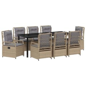 vidaXL Z&aacute;hradn&yacute; jed&aacute;lensk&yacute; set 9 ks Beige a svetlo &scaron;ed&aacute; polyratan