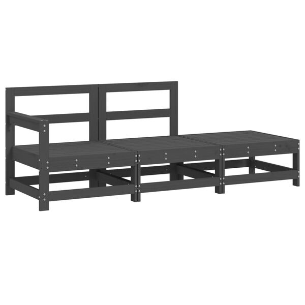 vidaXL 3-dielna z&aacute;hradn&aacute; sedacia s&uacute;prava siv&aacute; borovicov&yacute; mas&iacute;v