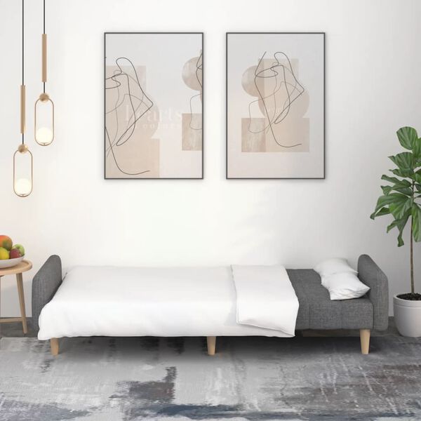 vidaXL 2-miestna rozkladacia pohovka, svetlosivá, látka