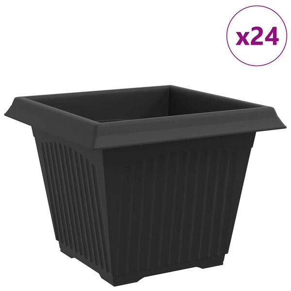 vidaXL &Scaron;tvorcov&yacute; črepn&iacute;k na kvety 24 pcs Čierna 28,5 x 28,5 x 22 cm