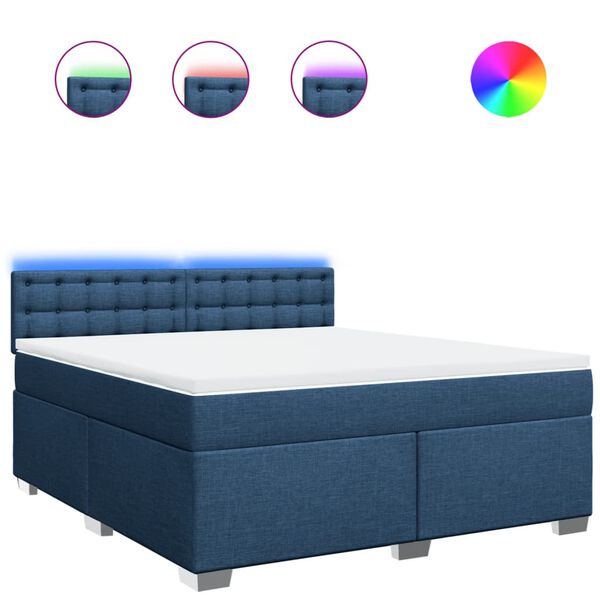 vidaXL Posteľn&yacute; r&aacute;m boxspring s matracom modr&yacute; 180x200 cm l&aacute;tka