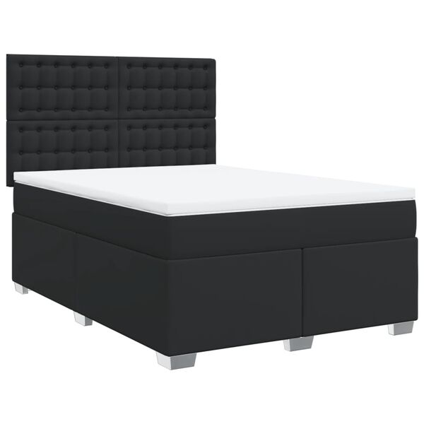 vidaXL Boxspring posteľ s matracom čierny 140x190 cm umel&aacute; koža