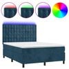 vidaXL Posteľn&yacute; r&aacute;m boxsping matrac a LED tmavomodr&yacute; 140x190 cm zamat