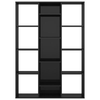 vidaXL Knižnica/deliaca stena, lesklá čierna 100x24x140 cm