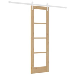 vidaXL Posuvn&eacute; dvere 61 x 198,5 cm Mas&iacute;vne borovicov&eacute; drevo a sklo