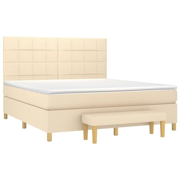 vidaXL Posteľn&yacute; r&aacute;m boxspring s matracom kr&eacute;mov&yacute; 160x200 cm l&aacute;tka