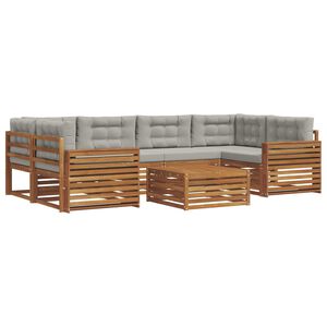 vidaXL Z&aacute;hradn&aacute; s&uacute;prava gaučov s vank&uacute;&scaron;om 7 pcs Pr&iacute;rodn&aacute; a svetlosiv&aacute;