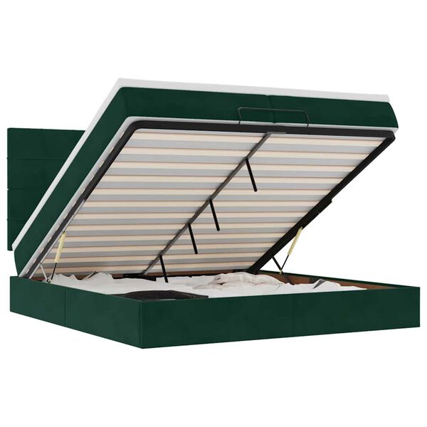 vidaXL Osmansk&yacute; r&aacute;m postele s matracmi tmavozelen&aacute; 200x200 cm zamat