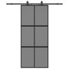 vidaXL Posuvné dvere s kovaním čierne 90x205 cm tvrdené sklo
