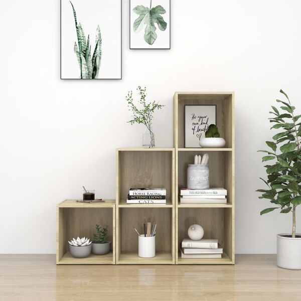 vidaXL 3-dielna s&uacute;prava TV skriniek, dub sonoma, kompozitn&eacute; drevo