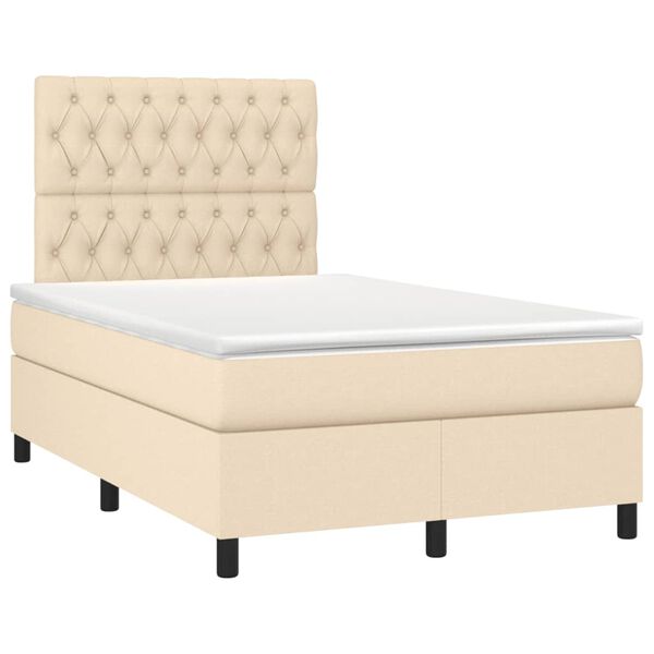 vidaXL Boxspring posteľ s matracom kr&eacute;mov&yacute; 120x200 cm l&aacute;tka