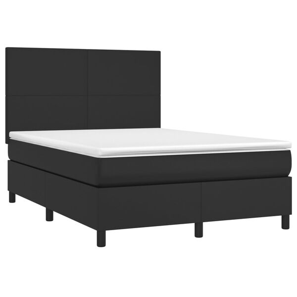 vidaXL Boxspring posteľ s matracom čierna 140x200 cm umel&aacute; koža