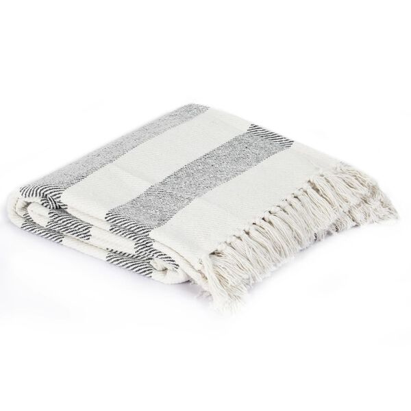 vidaXL Deka, bavlna, pruhovaná 125x150 cm, antracitová