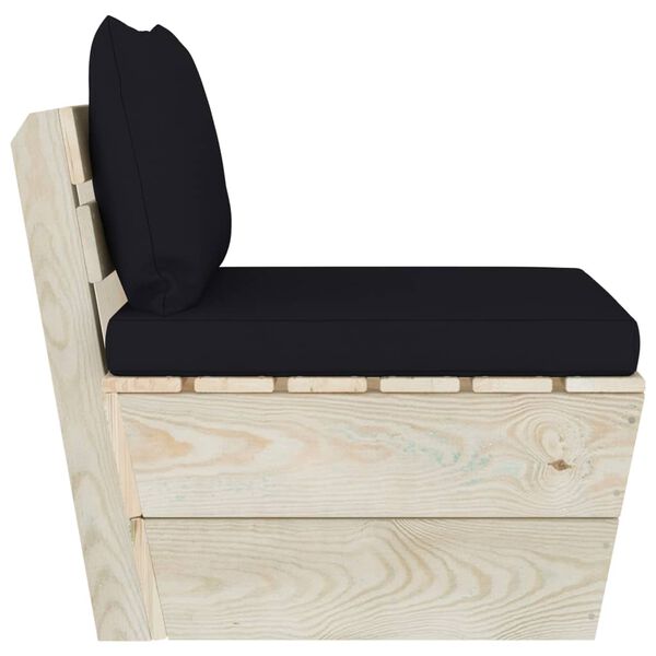 vidaXL Stredová záhradná pohovka z paliet+podložky, impregnovaný smrek