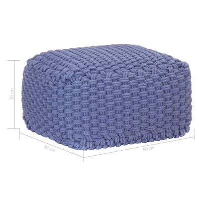 vidaXL Ručne pletená taburetka modrá 50x50x30 cm bavlnená