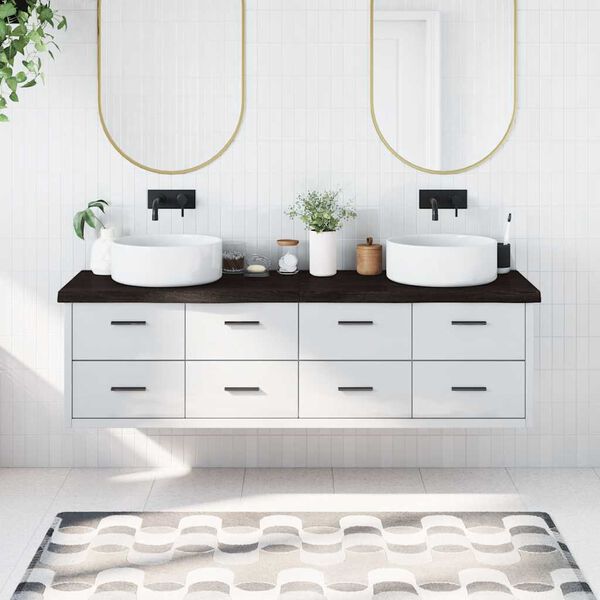 vidaXL K&uacute;peľňov&aacute; doska tmavohned&aacute; 180x60x(2-6) cm o&scaron;etren&yacute; mas&iacute;v