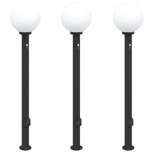 vidaXL Stĺpikov&eacute; svetl&aacute; so senzorom a z&aacute;suvkou 3 ks 120 cm čierne IP44