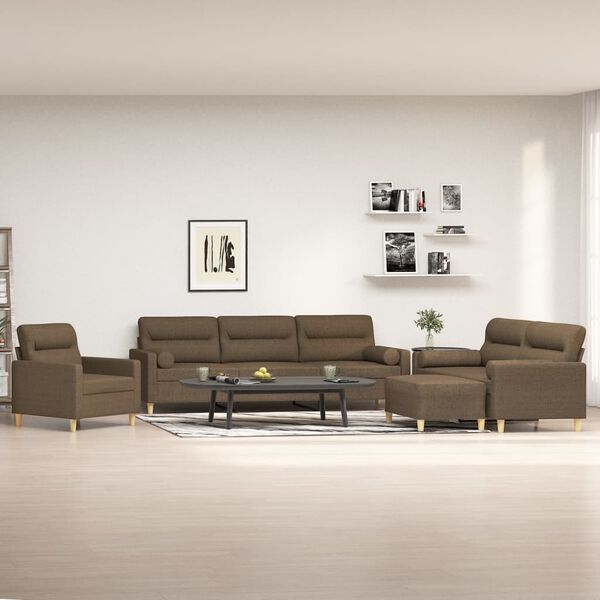 vidaXL 4-dielna sedacia s&uacute;prava s vank&uacute;&scaron;mi hned&aacute; l&aacute;tka