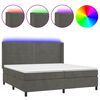 vidaXL Posteľ boxsping s matracom a LED tmavosiv&aacute; 200x200 cm zamat