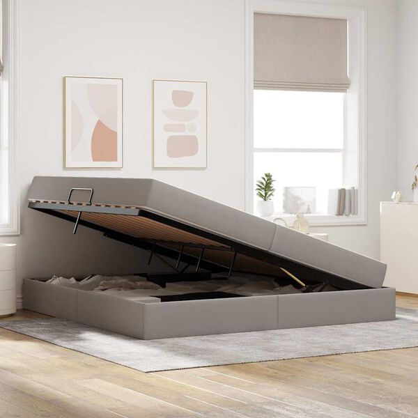 vidaXL Postel s &uacute;ložn&yacute;m prostorem a matrac&iacute; Sivohned&aacute; 200 x 200 cm