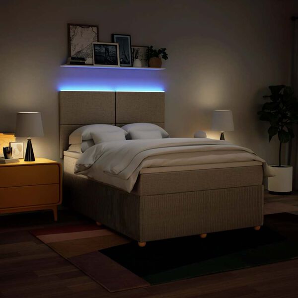 vidaXL Posteľn&yacute; r&aacute;m boxspring s matracom kr&eacute;mov&yacute; 160x200 cm l&aacute;tka