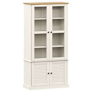 vidaXL Sklenen&aacute; vitr&iacute;na VIGO biela 85x35x170 cm mas&iacute;vna borovica