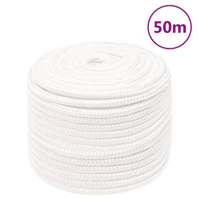 vidaXL Lodné lano biele 14 mm 50 m polypropylén