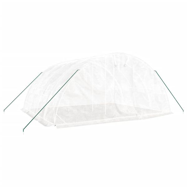 vidaXL Sklen&iacute;k s oceľov&yacute;m r&aacute;mom biely 20 m&sup2; 5x4x2,3 m