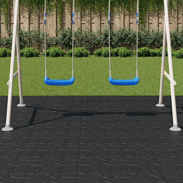 vidaXL Kameň na schod&iacute;ky 6 pcs Čierny 40,5 x 40,5 x 2 cm Guma