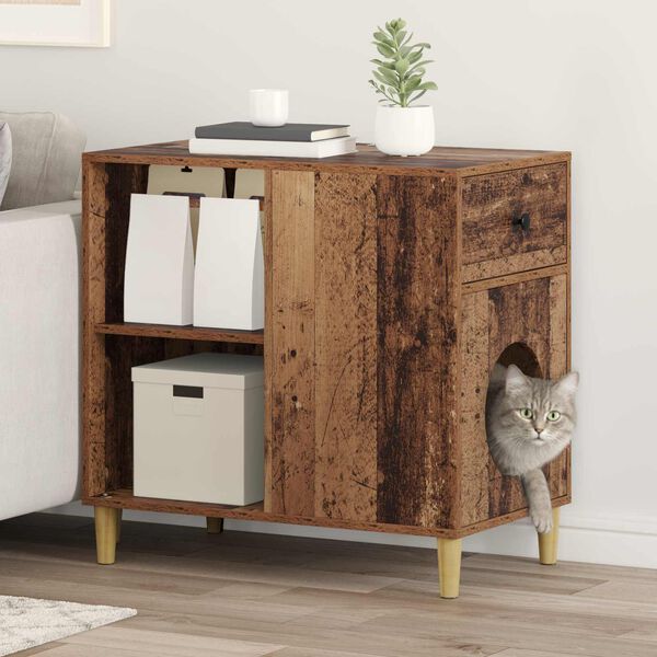 vidaXL Mačka Dom Star&eacute; drevo 72 x 42.5 x 70 cm Kompozitn&eacute; drevo