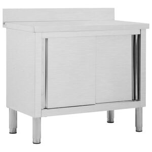 vidaXL Pracovn&yacute; st&ocirc;l s posuvn&yacute;mi dvierkami 100x50x(95-97) cm, oceľ