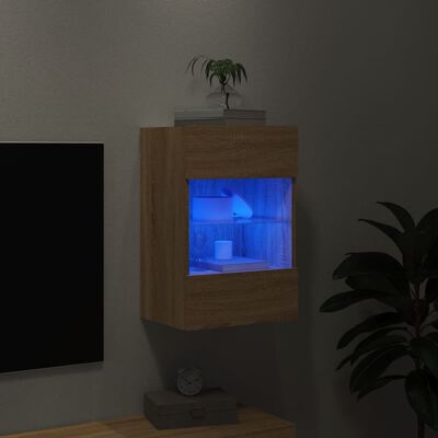 vidaXL TV nástenná skrinka s LED svetlami dub sonoma 40x30x60,5 cm
