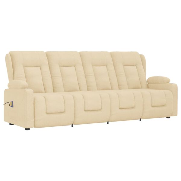 vidaXL 4-miestne sklápacie masážne kreslo+držiaky na poháre, krémové