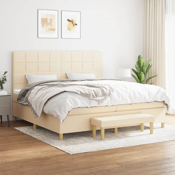 vidaXL Boxspring posteľ s matracom kr&eacute;mov&aacute; 200x200 cm l&aacute;tka