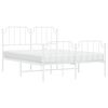 vidaXL Kovový rám postele s predným a zadným čelom biely 150x200 cm