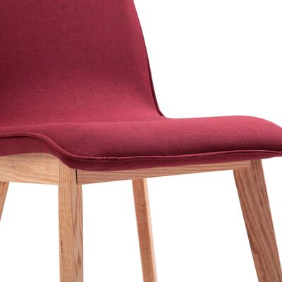 vidaXL Jedálenské stoličky 4 ks, červené, látka a dubový masív