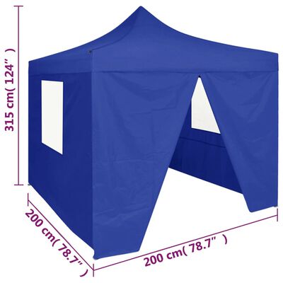 vidaXL Profesionálny skladací párty stan+4 steny 2x2 m, oceľ, modrý