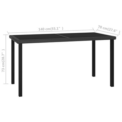 vidaXL Záhradný jedálenský stôl čierny 140x70x73 cm polyratanový