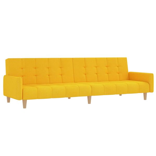 vidaXL 2-miestna rozkladacia pohovka s podnožkou žlt&aacute; l&aacute;tkov&aacute;