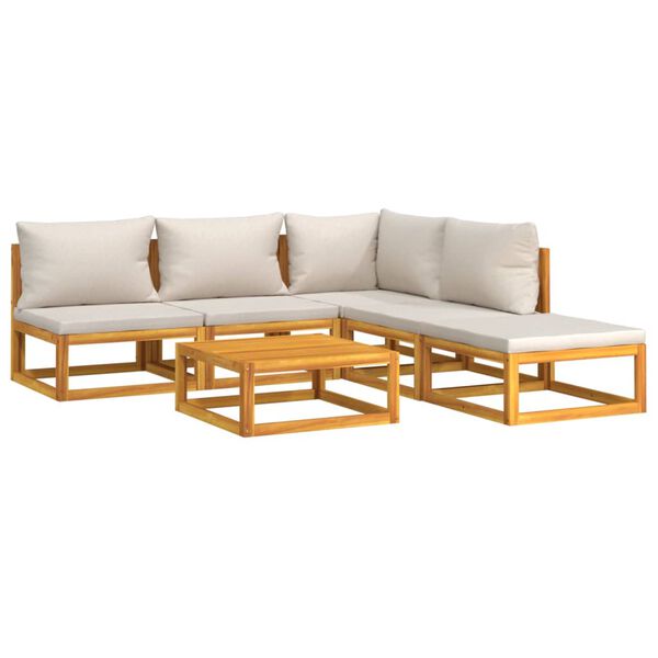 vidaXL 6-dielna záhradná sedacia súprava bledosivé vankúše masív